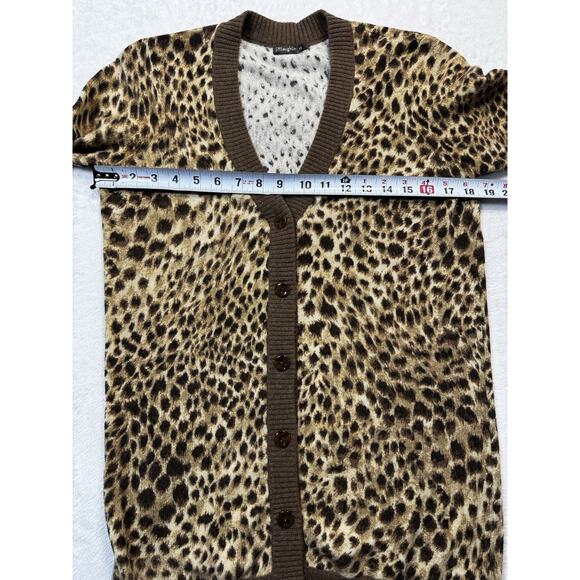 J.McLaughlin Cashmere Leopard Print Cardigan XS Brown Tan Animal Pattern - Picture 4 of 12